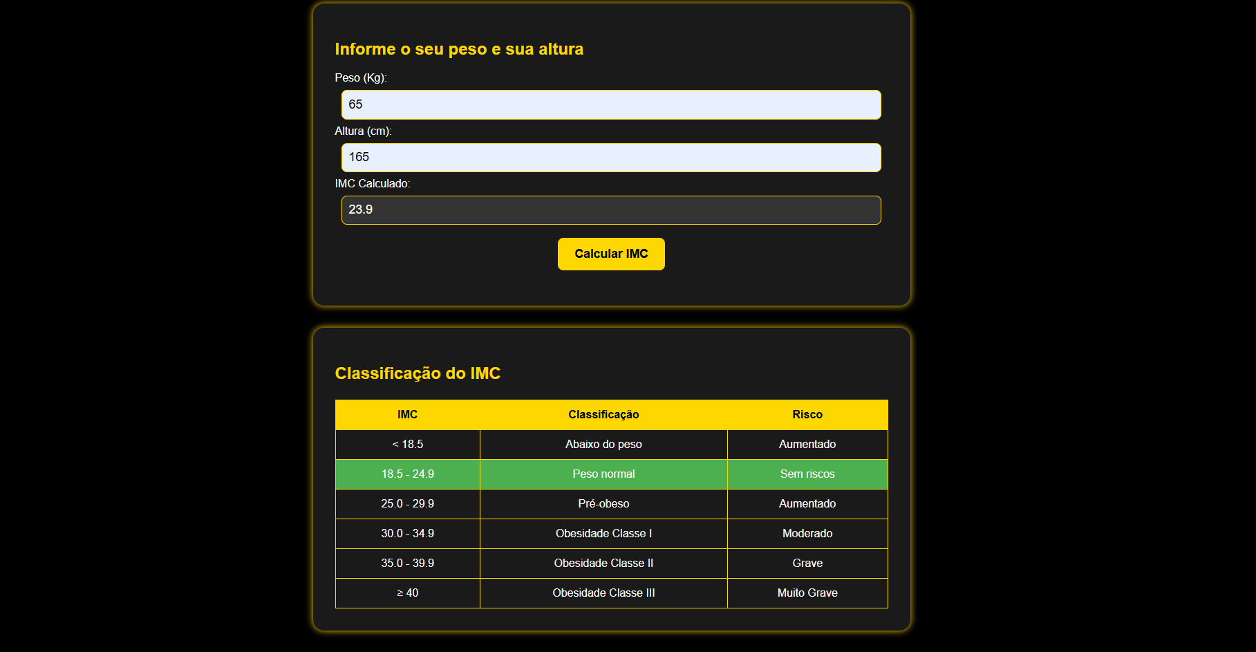 Calculador de IMC